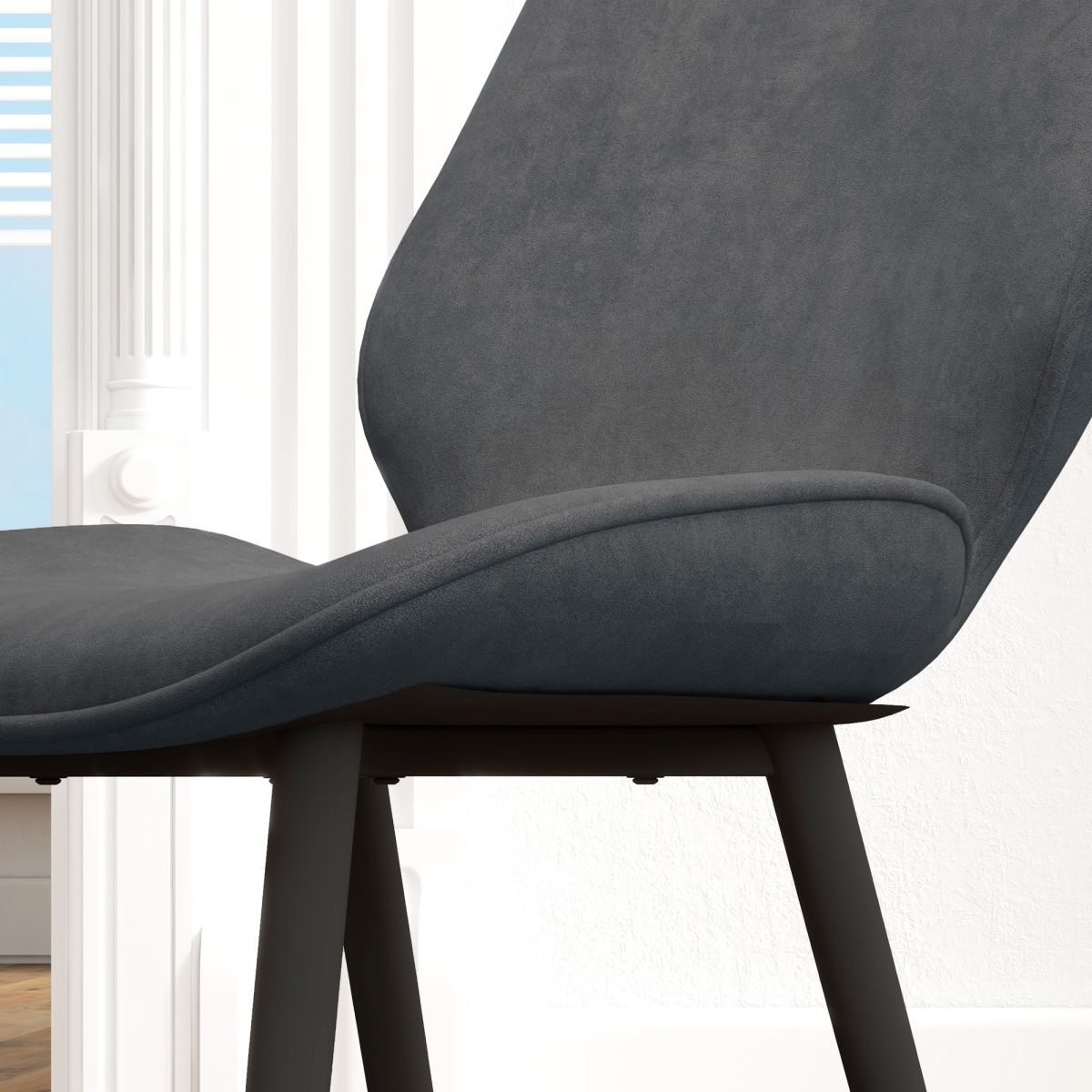 HOMCOM Dining Chairs Set of 2, Upholstered Kitchen Chairs with Metal Legs, Grey