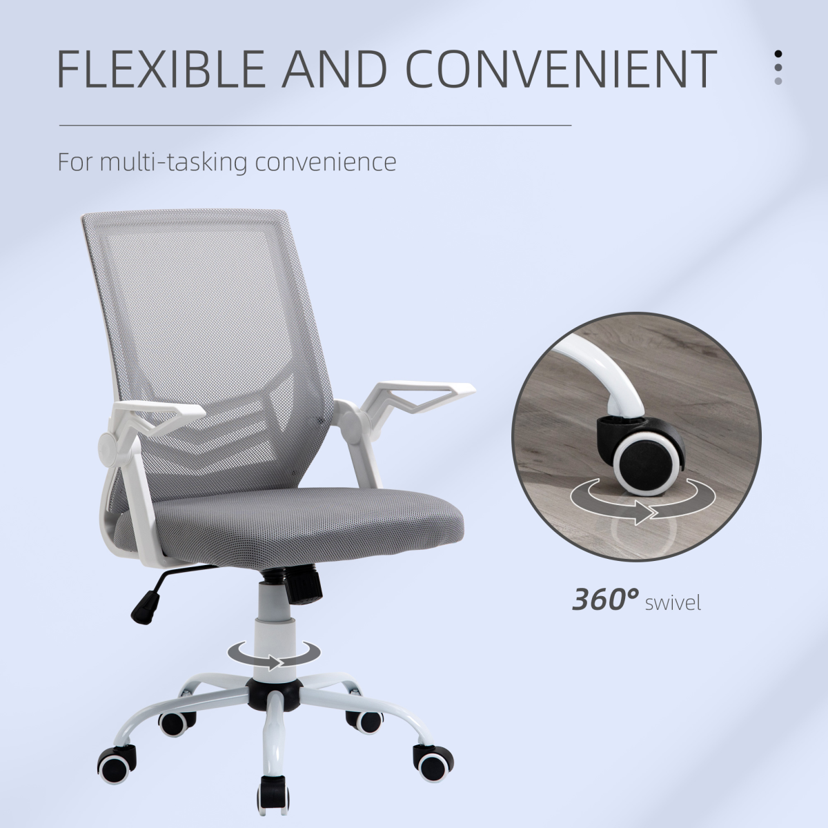 Mesh Swivel Office Chair Task Computer Chair w/ Lumbar Support, Grey Vinsetto