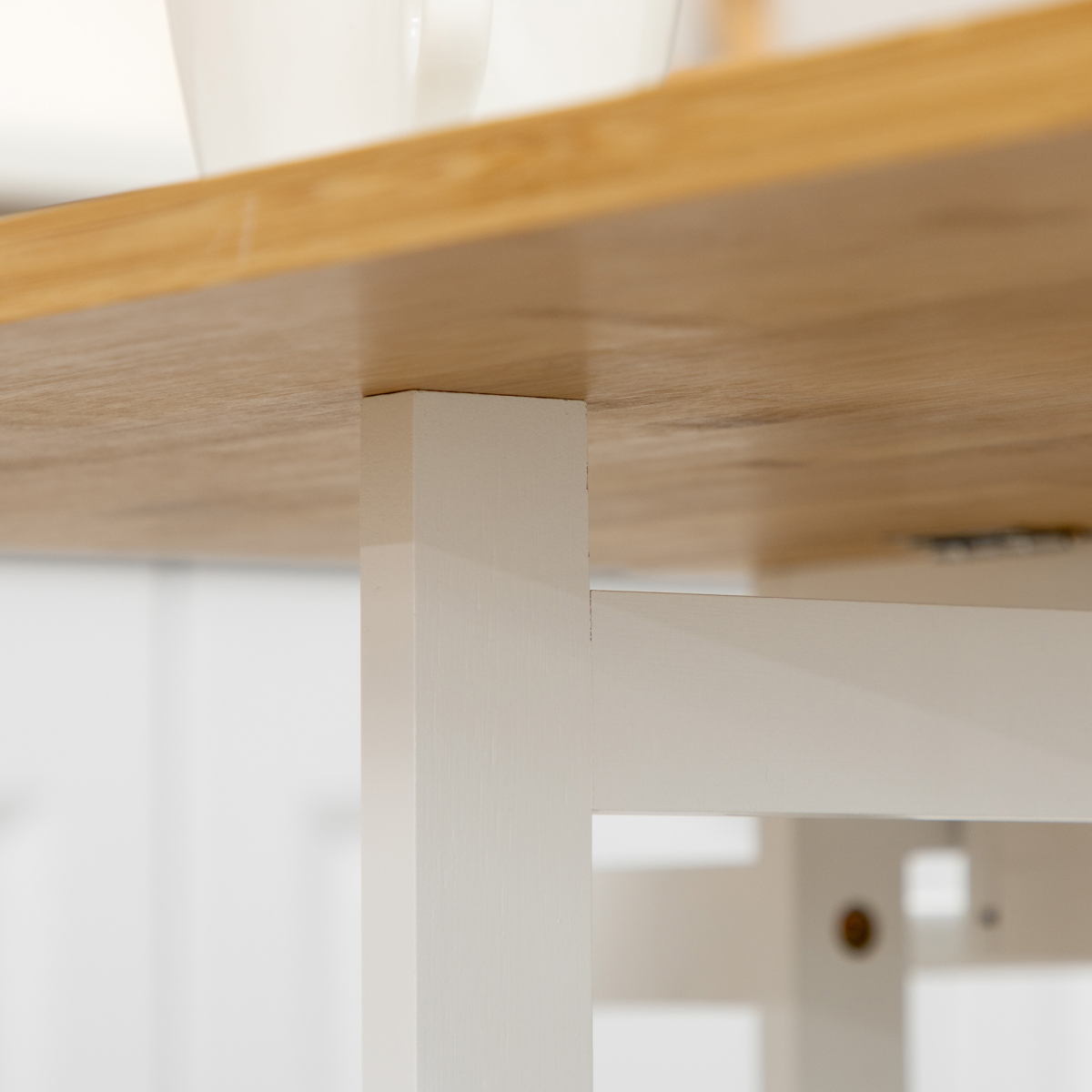 HOMCOM Bamboo Breakfast Cart with Drop Leaf Table and 2 Stools