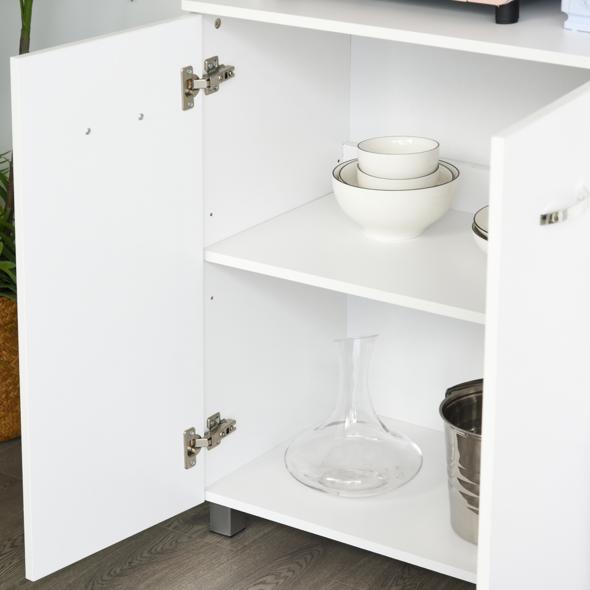 Freestanding Kitchen Storage Cabinet w/ Cupboard Cabinets Drawers Handles Shelf