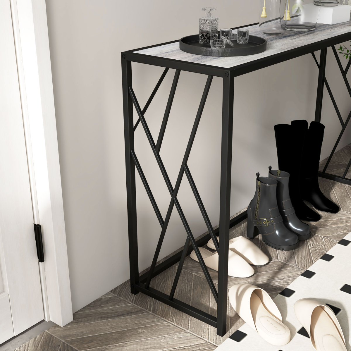 Vintage Sofa Table, Metal Frame Console Table for Hallway Living Room