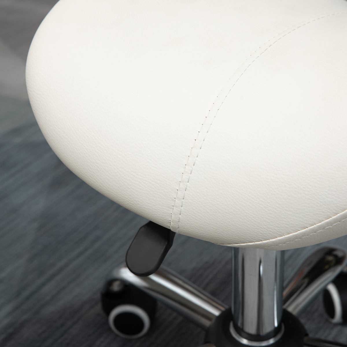 Saddle Stool Hydraulic Rolling Faux Leather Height Adjust Mobility Chair Cream