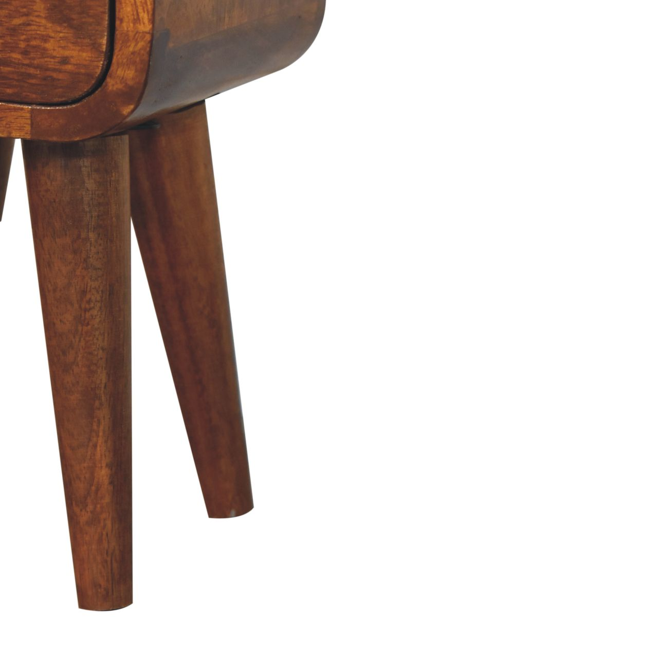 Artisan Furniture Solid Wood Extra Mini Curved Chestnut Bedside, Dark Brown, 2 Drawers