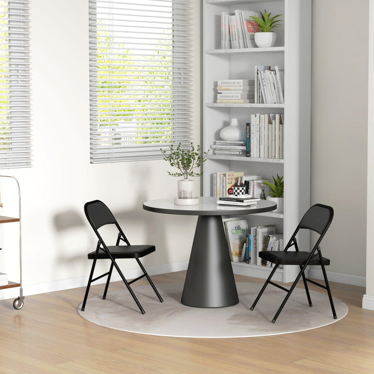 HOMCOM 2 Pack Padded Folding Chairs with Cushioned Seat and Metal Frame Black