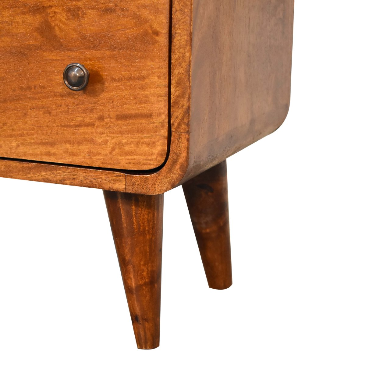 Artisan Furniture Solid Wood Mini Curved Chestnut Chest, 3 Drawers, Dark Brown