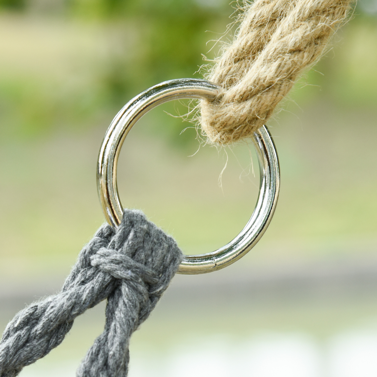 Hanging Hammock Chair Cotton Rope Swing & Metal Frame Large Macrame, Dark Grey