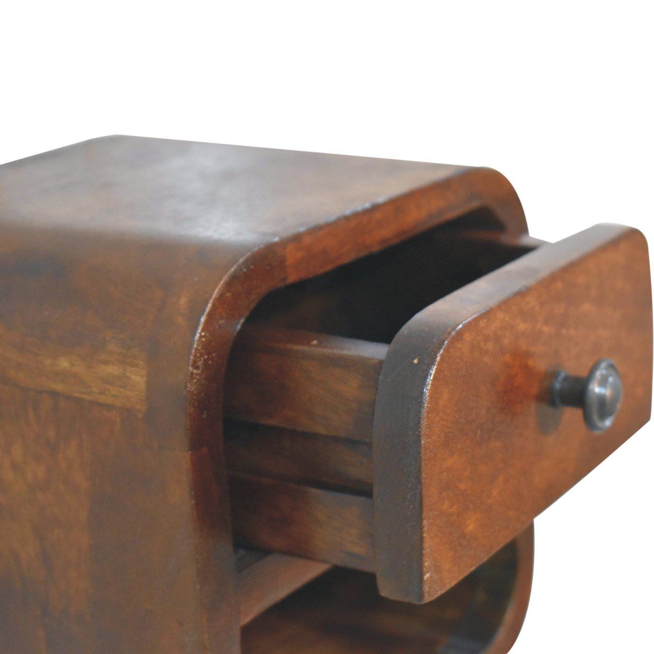 Artisan Furniture Solid Wood Extra Mini Curved Chestnut Bedside with Open Slot, Brown, 1 Drawer