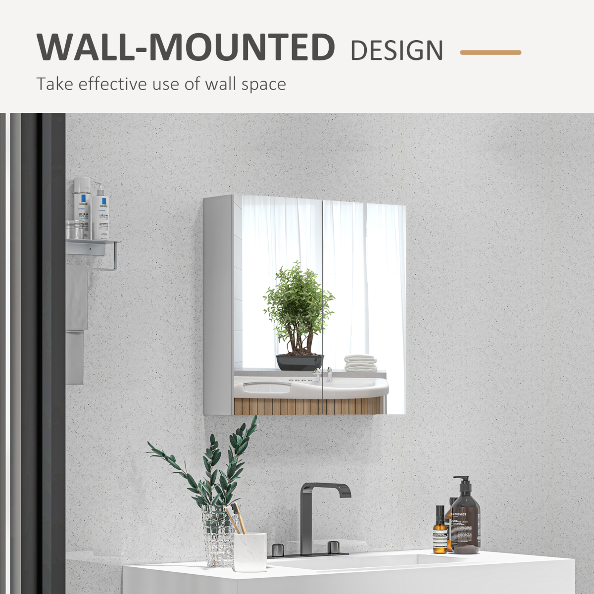 kleankin Wall Mounted Bathroom Storage Cupboard W/ Mirror and Shelf, White