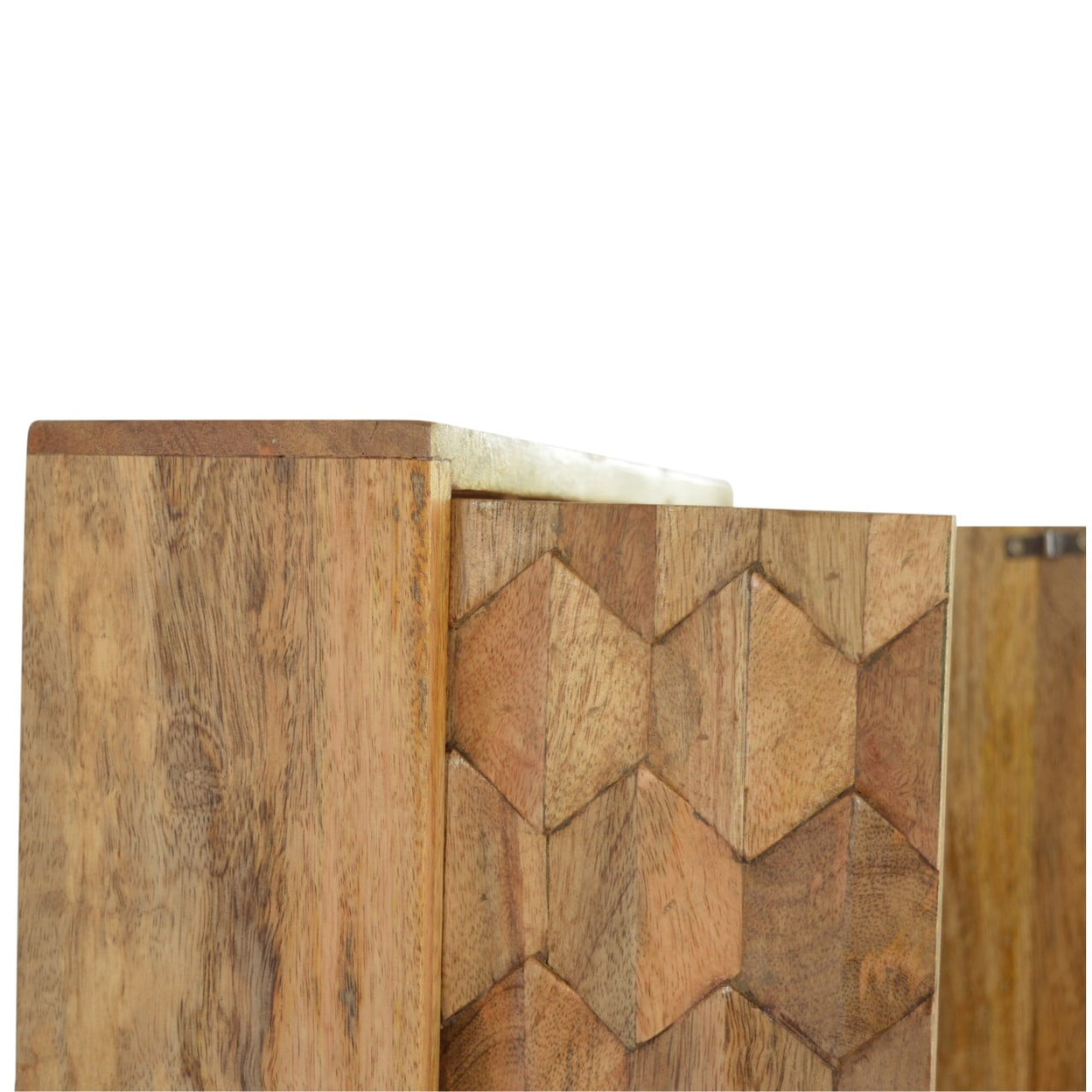 Artisan Furniture Solid Wood Pineapple Carved Mirror Cabinet, 2 Doors, Brown
