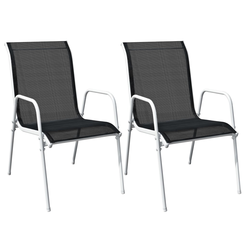 vidaXL Garden Furniture Set | Black and grey | Powder-coated steel and textilene