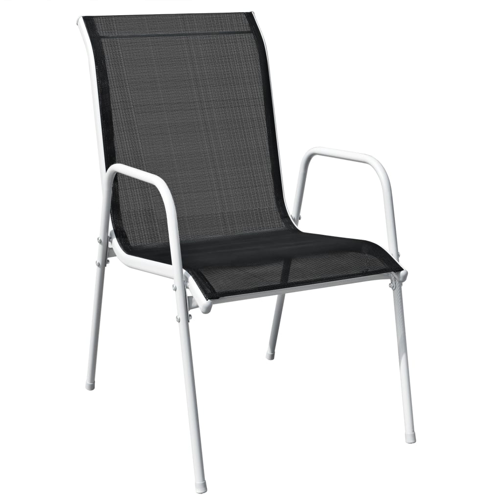 vidaXL Garden Furniture Set | Black and grey | Powder-coated steel and textilene