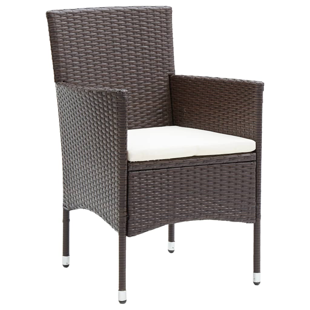 vidaXL Garden Dining Chair | Set of 4 | Brown, Cream white