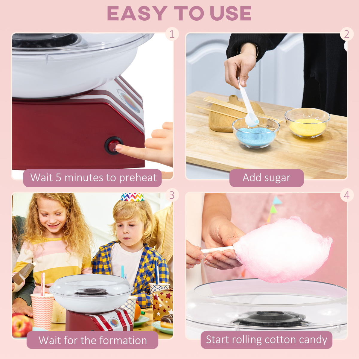 Candy Floss Machine, 450W-Red/White