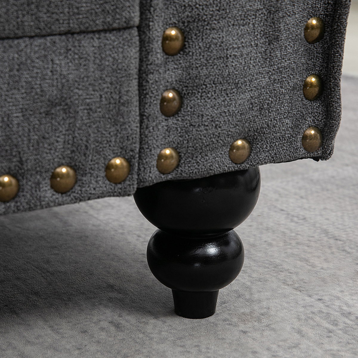 2 Seater Sofas Fabric Sofa with Nailhead Trim Cushions and Throw Pillows Grey