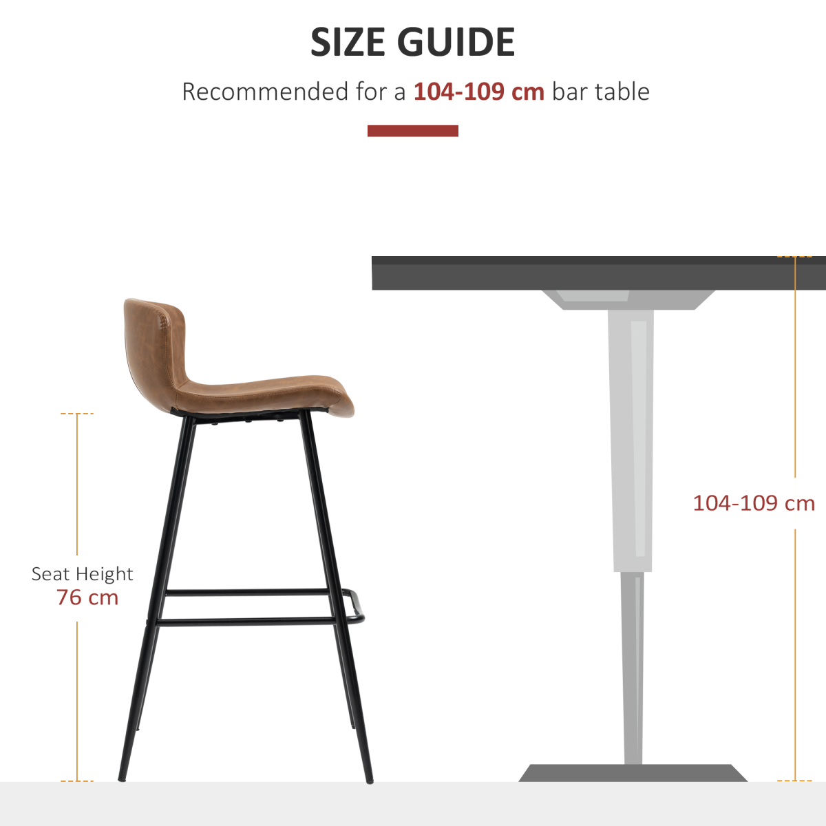 HOMCOM Bar Stools Set of 2, PU Leather Bar Chairs with Back and Steel Legs