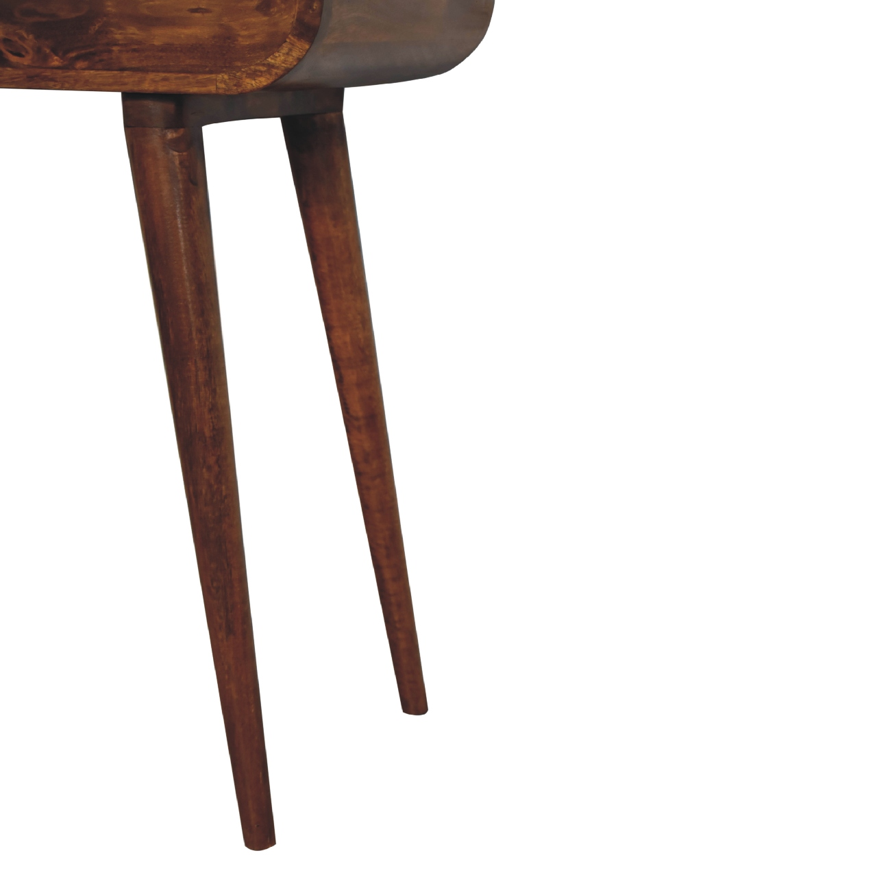 Artisan Furniture Solid Wood Mini Round Chestnut Fold Vanity, 4 Storage Compartments with Mirror, Dark Brown
