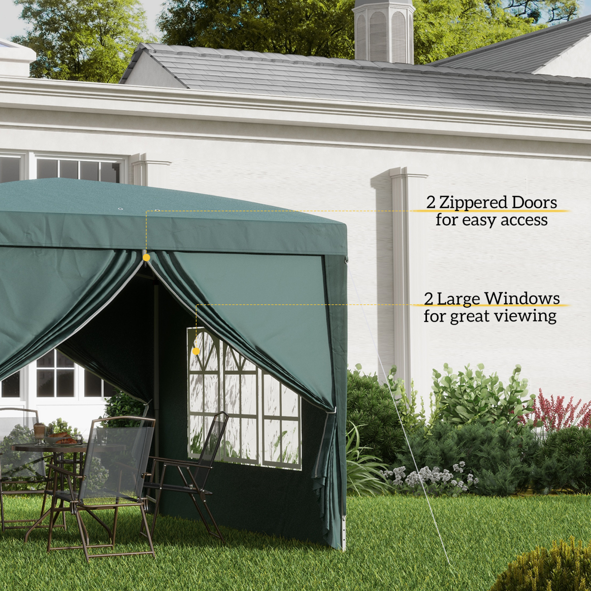 Outsunny 3mx3m Pop Up Gazebo Party Tent Canopy Marquee with Storage Bag Green