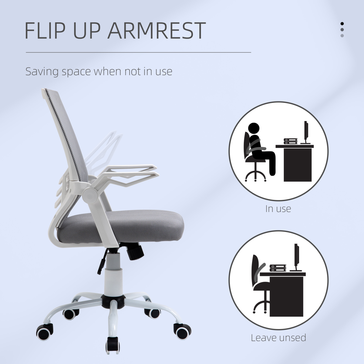 Mesh Swivel Office Chair Task Computer Chair w/ Lumbar Support, Grey Vinsetto