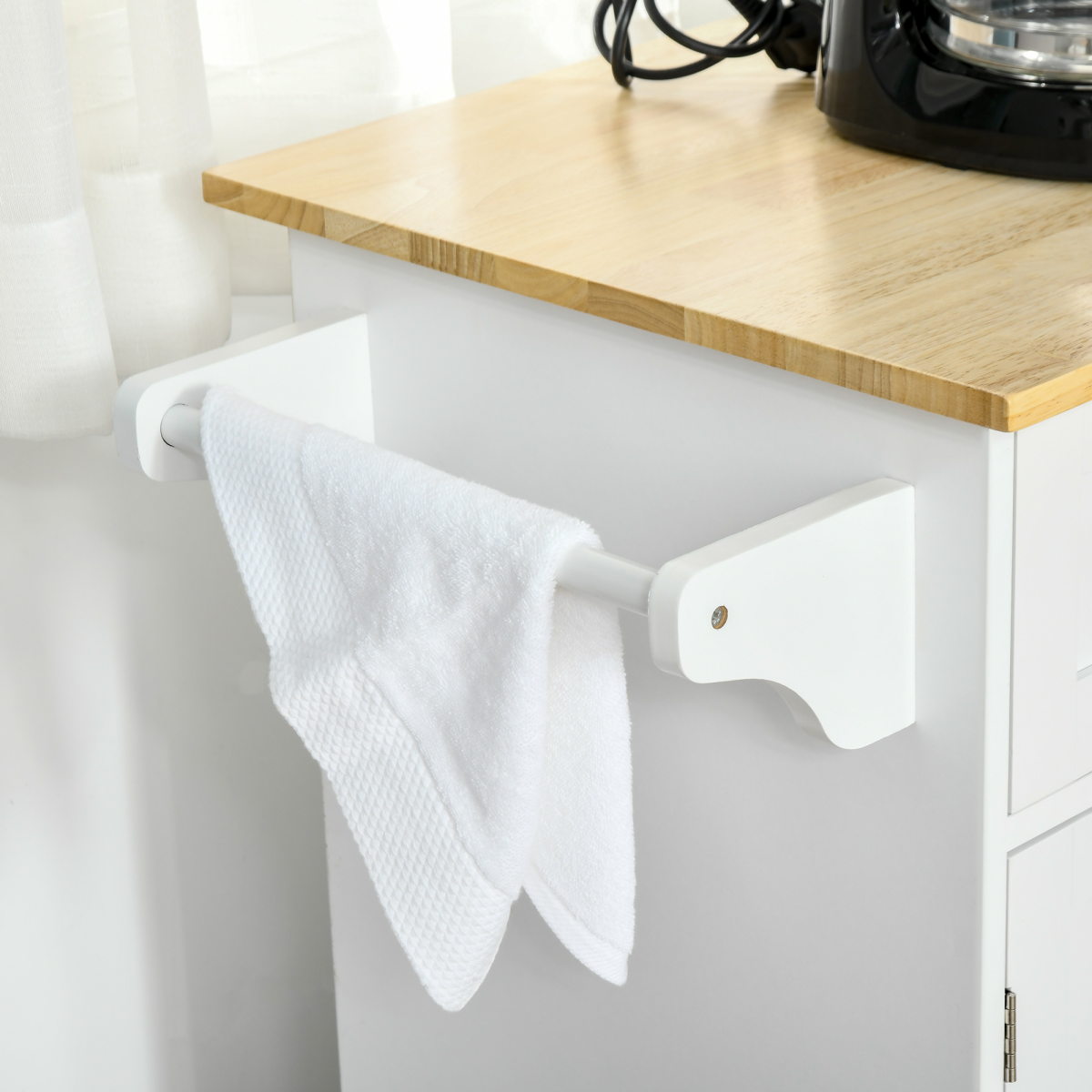 Kitchen Island Utility Cart, with 2 Storage Drawers Cabinets Dining Room White