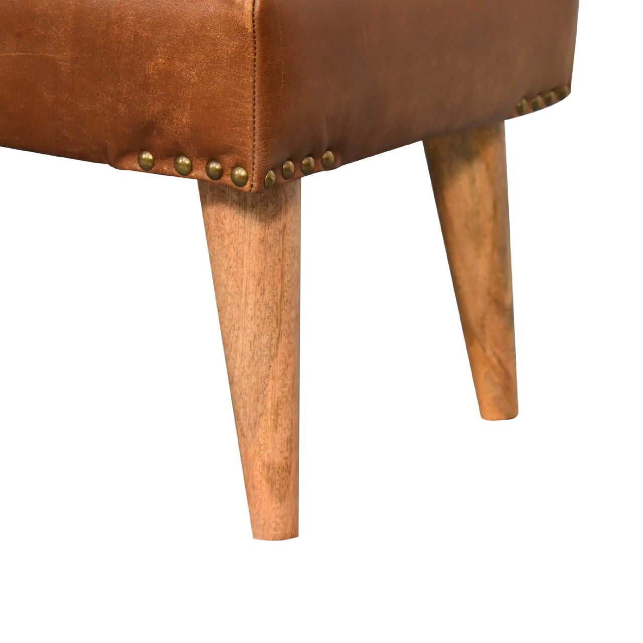 Artisan Furniture BouclÃ© Buffalo Hide Leather Bench, Upholstered, Brown & Cream