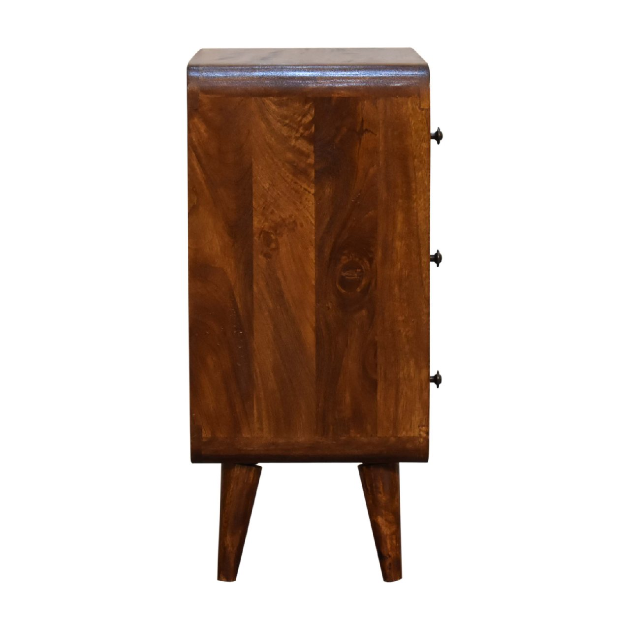 Artisan Furniture Solid Wood Mini Curved Chestnut Chest, 3 Drawers, Dark Brown