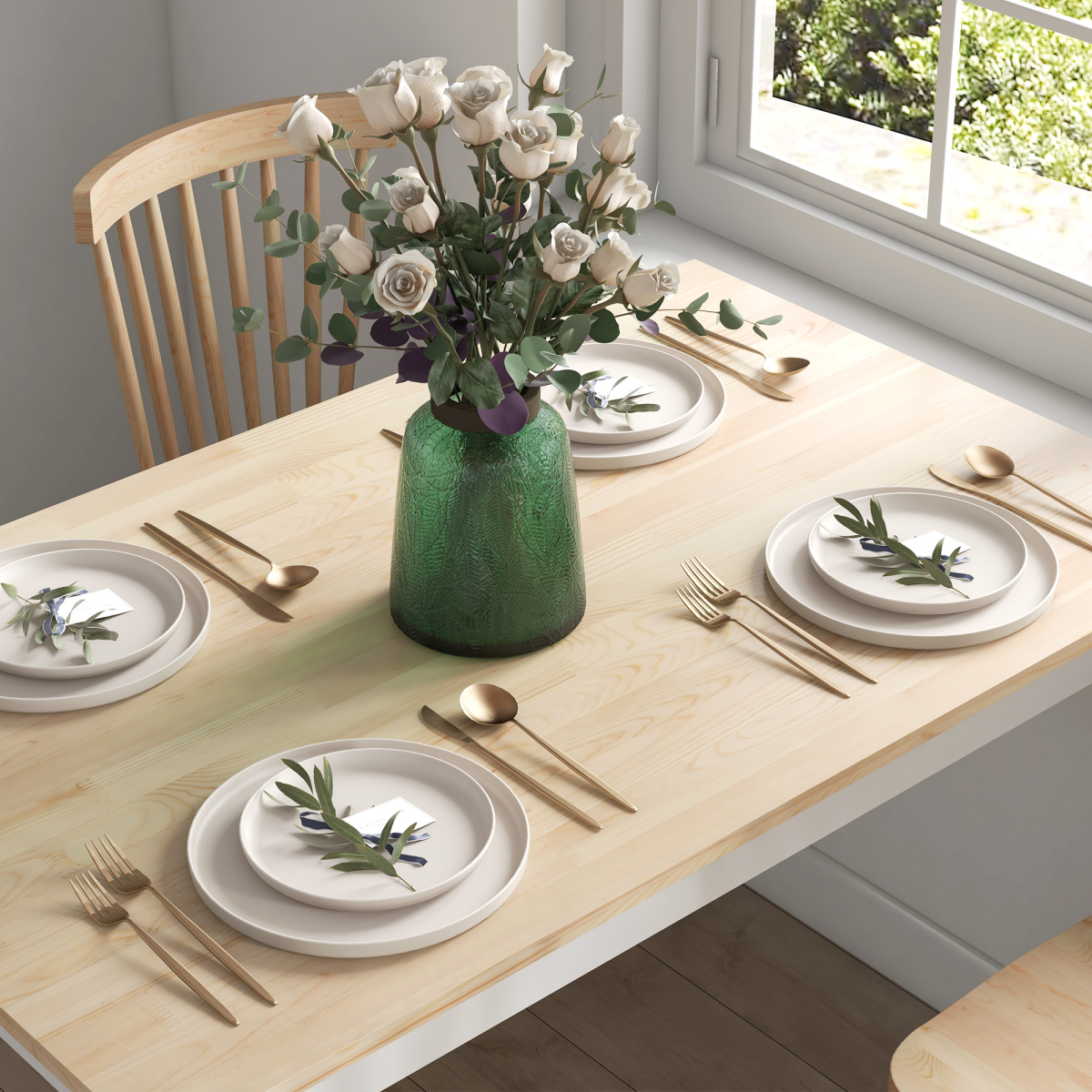HOMCOM Dining Table Farmhouse Kitchen Table w/ Wood Frame for Dining Room