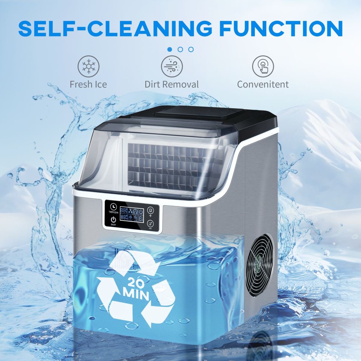 Ice Maker Machine Counter Top Ice Cube Maker for Home 20kg in 24 Hrs HOMCOM