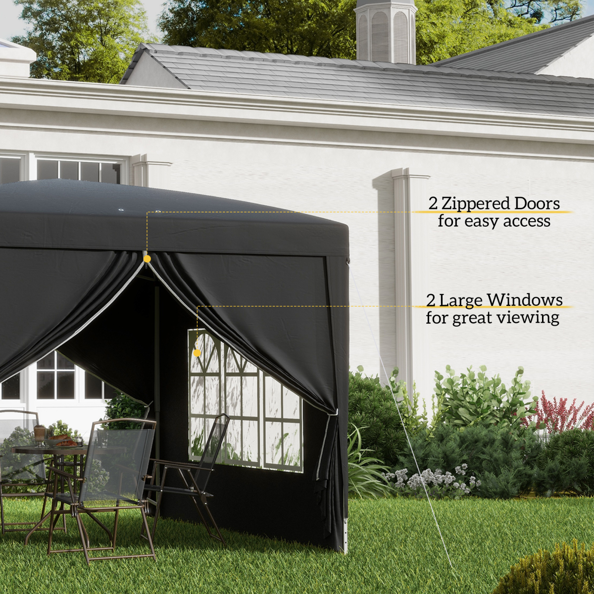 3mx3m Pop Up Gazebo Party Tent Canopy Marquee with Storage Bag Black