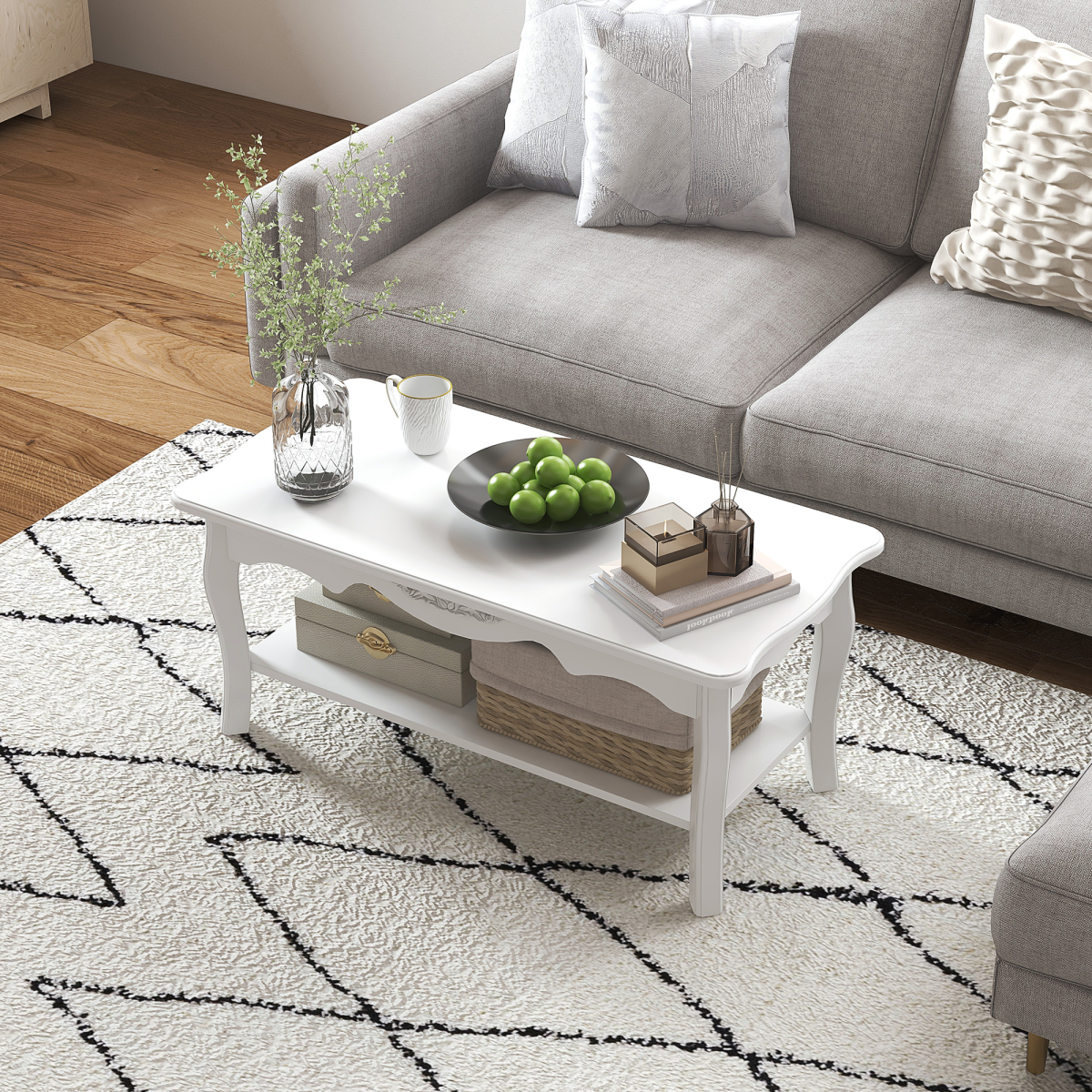 Coffee Table, 94Lx44Wx42H cm-White