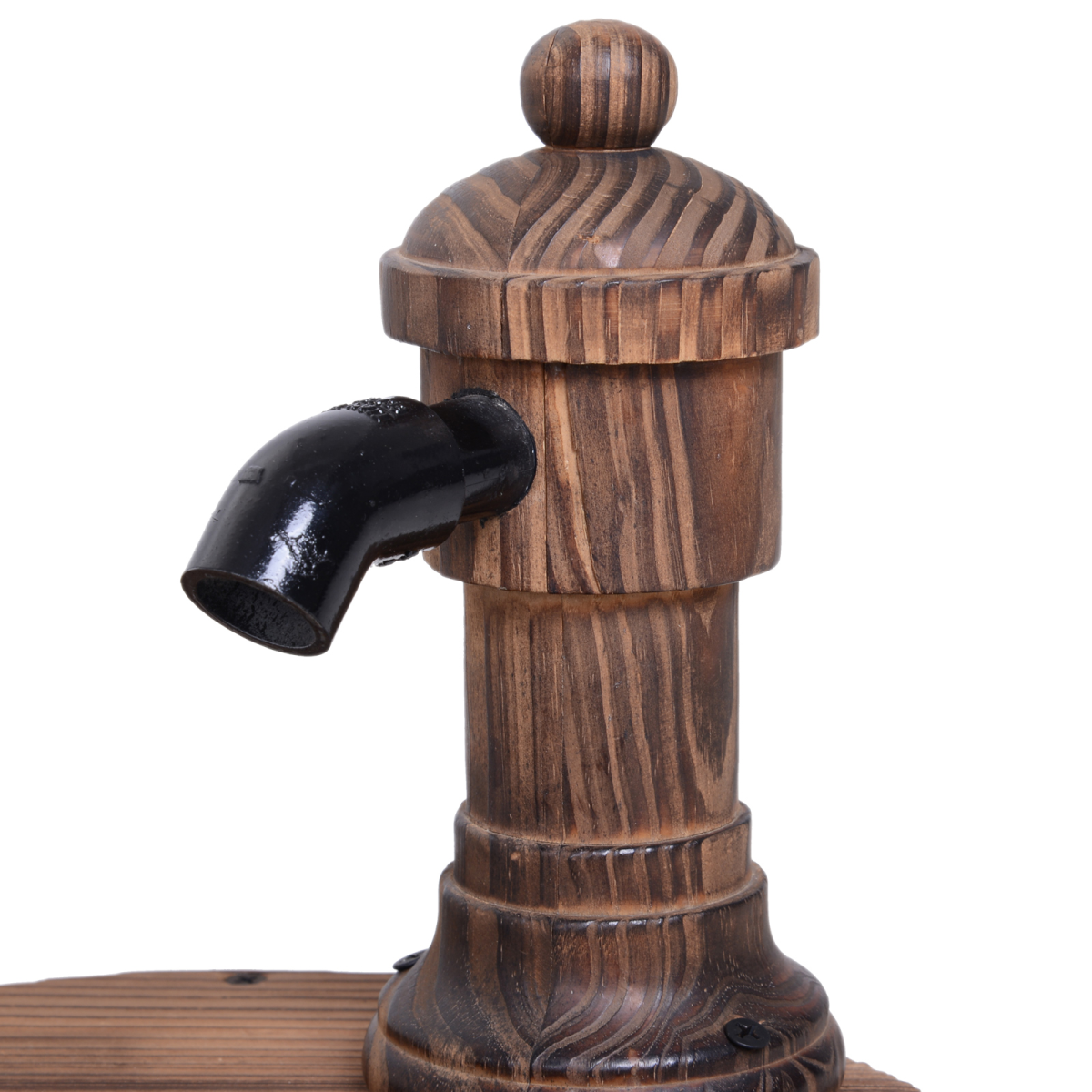 Outsunny Barrel Water Pump Fountain Rustic Wood Electric Water Feature Garden