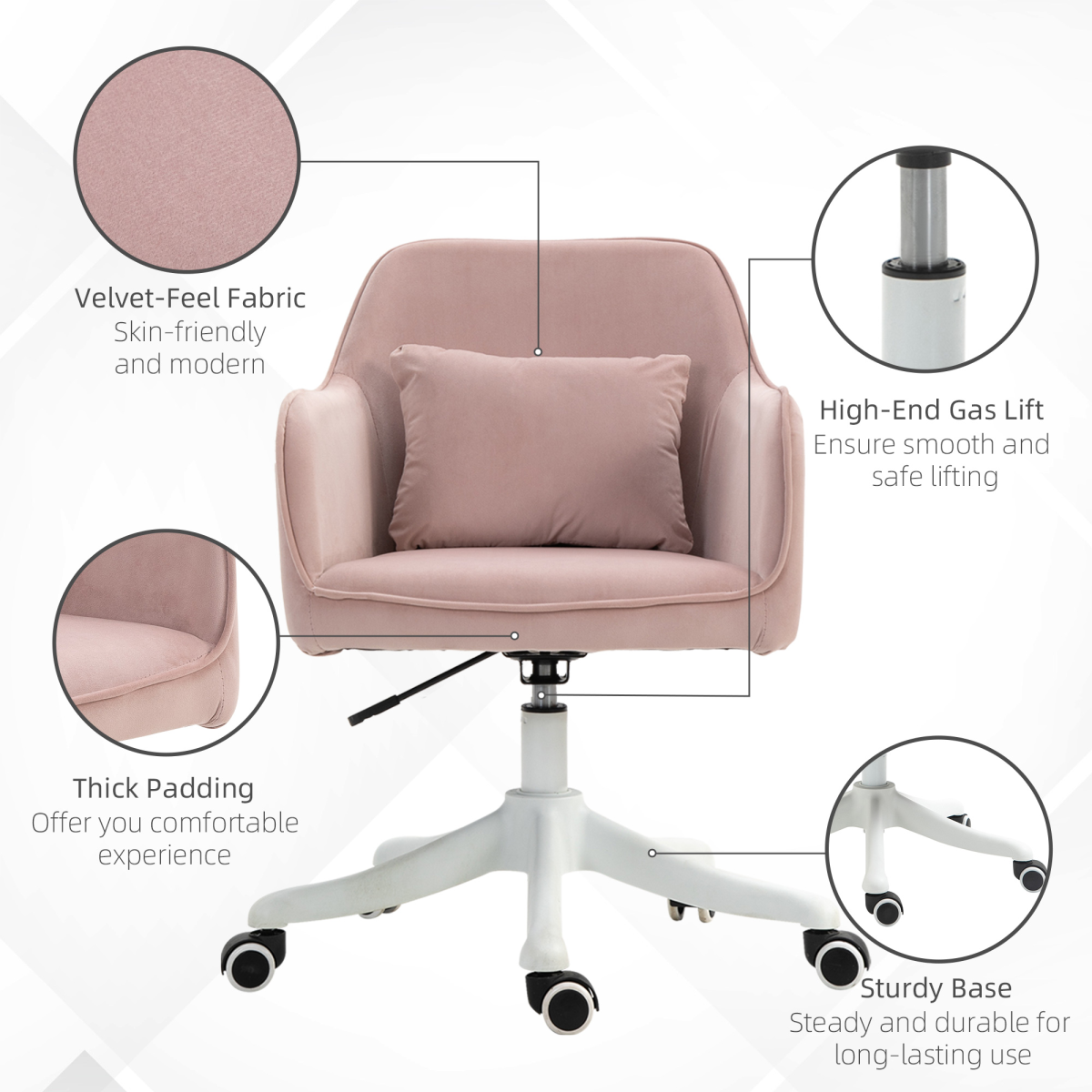 Office Chair with Rechargeable Electric Vibration Massage Lumbar Pillow, Wheels