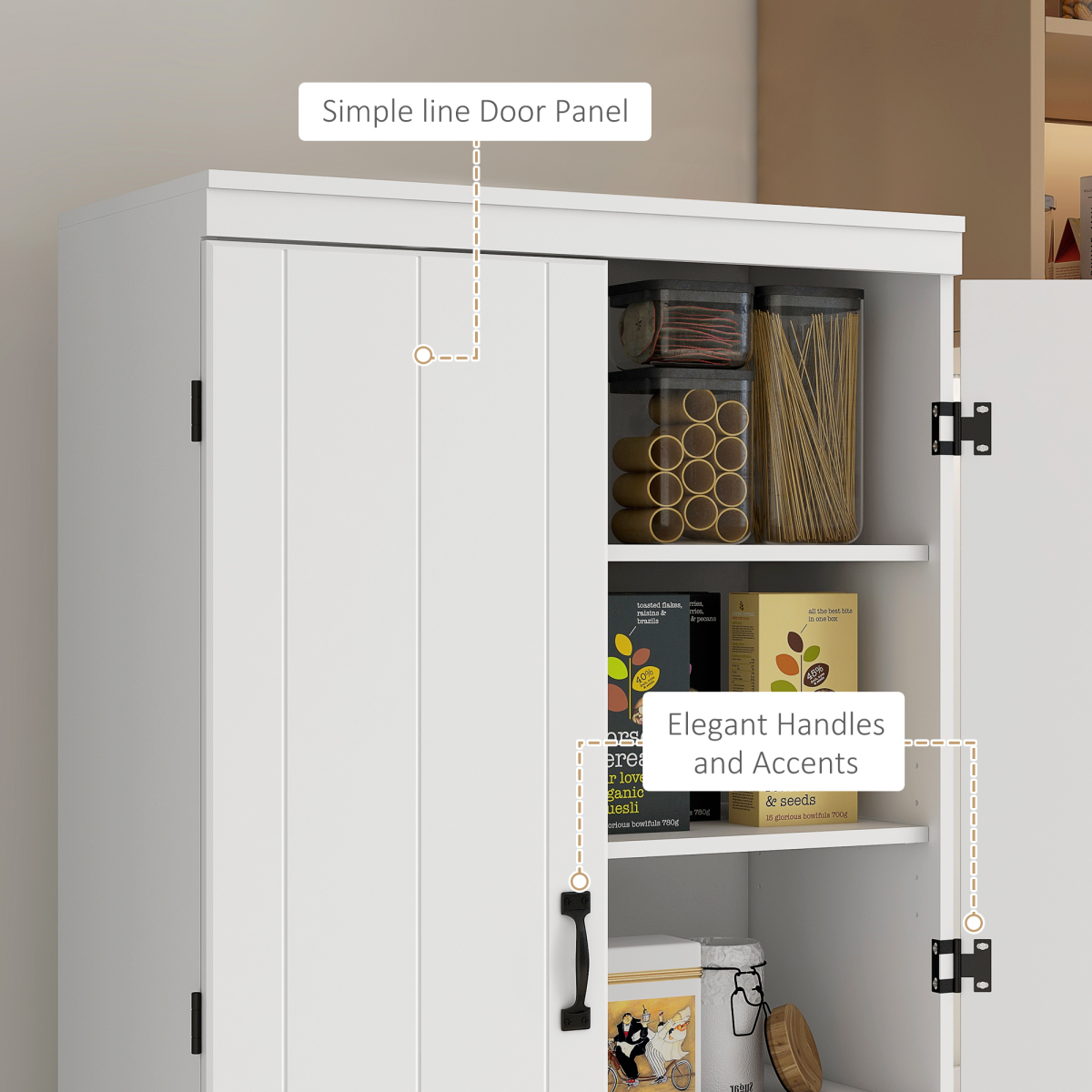 4-Door Kitchen Cabinet, ShelvesWhite