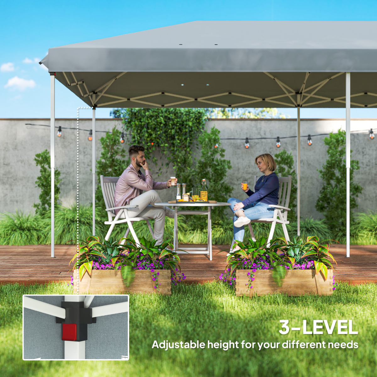 6 x 3m Pop Up Party Tent Canopy with 6 Removable Sidewalls Grey