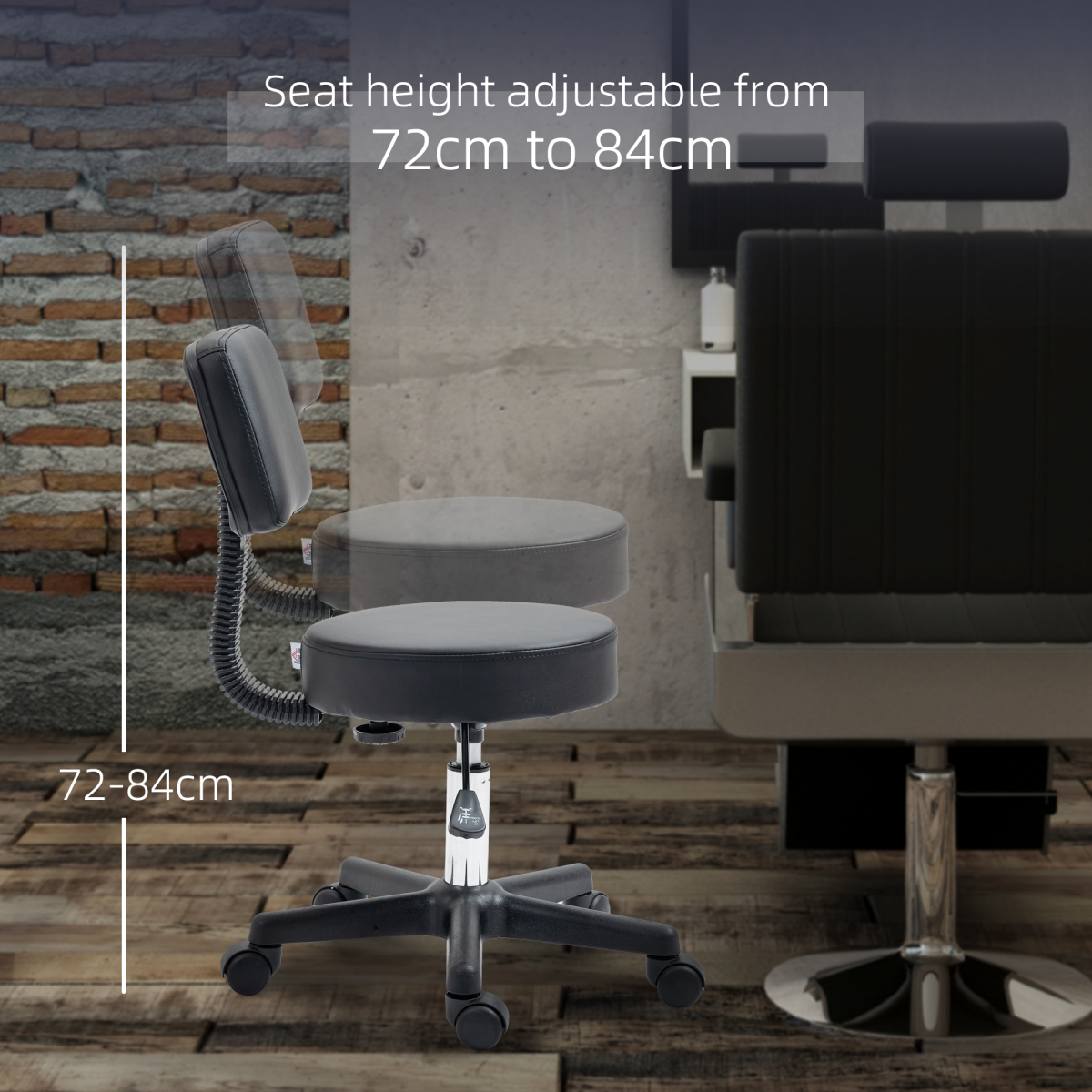 Beautician's Adjustable Swivel Salon Chair w/ Padded Seat Back 5 Wheels Black