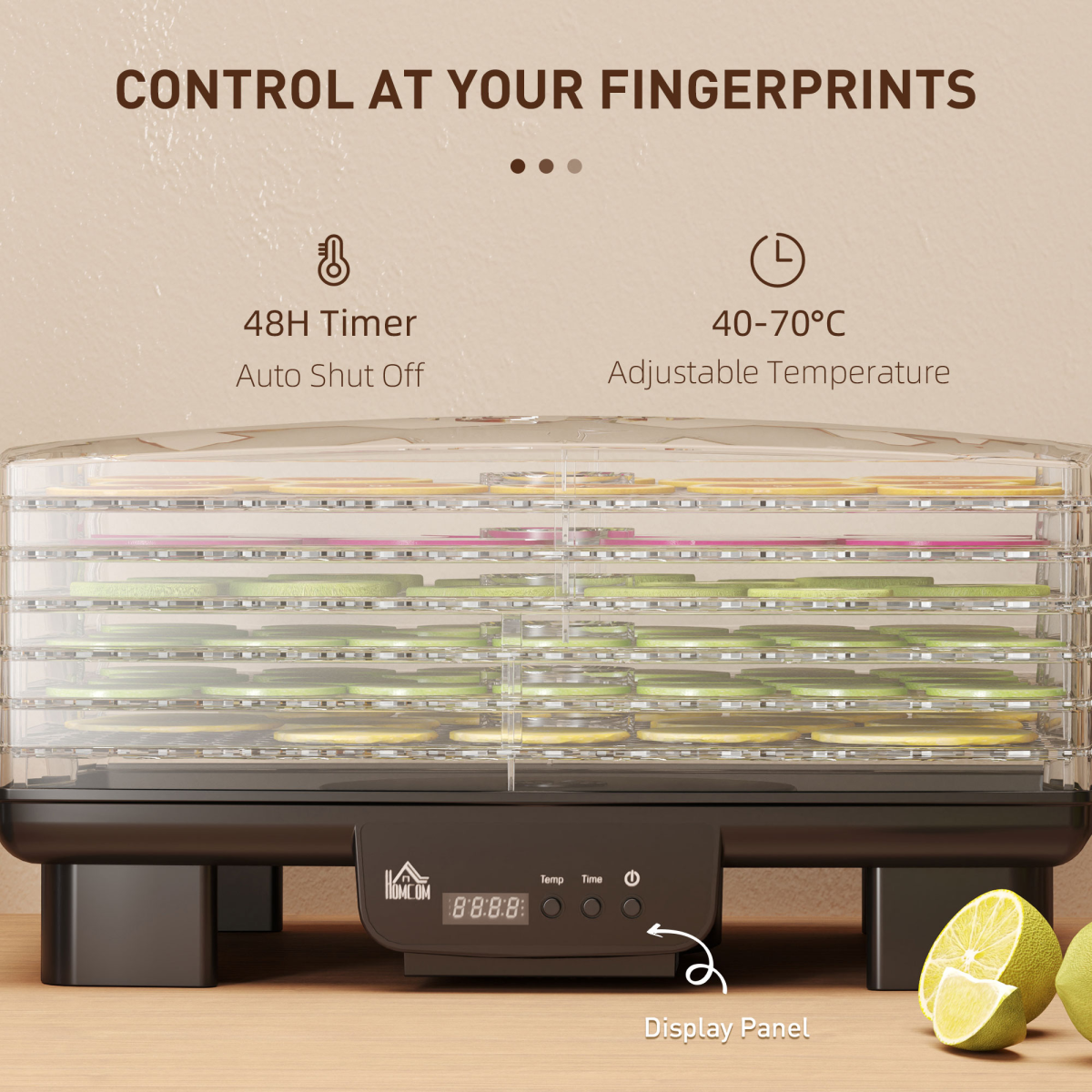HOMCOM 6 Tray Food Dehydrator, Food Dryer Machine for Fruit Meat Vegetable