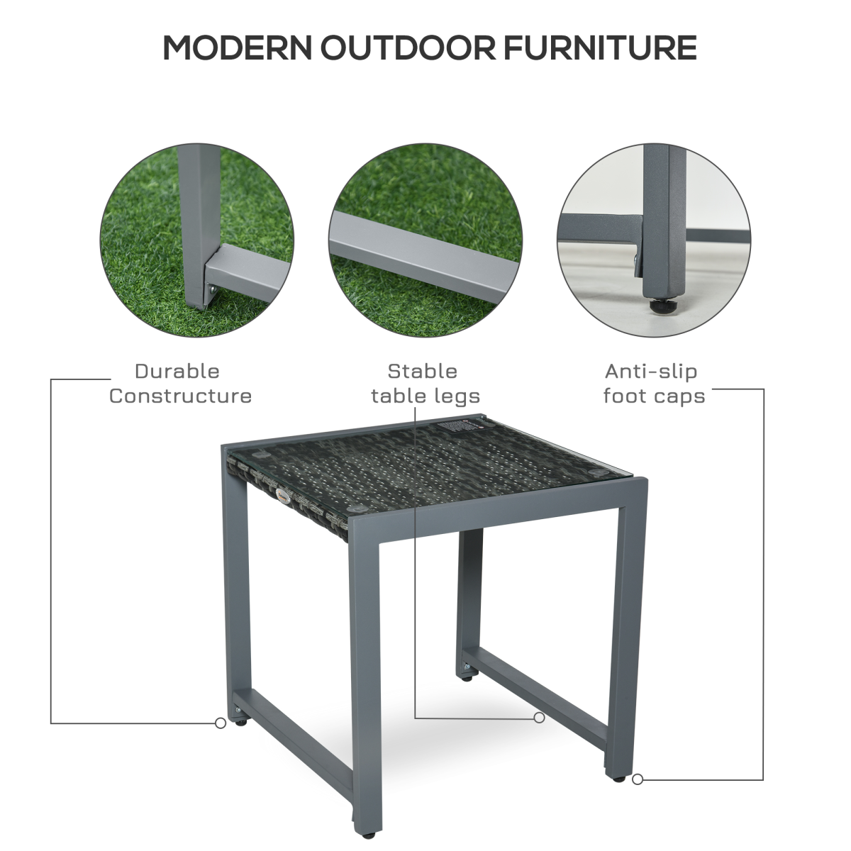 Rattan End Table Side Coffee Desk Outdoor Patio Garden Furniture