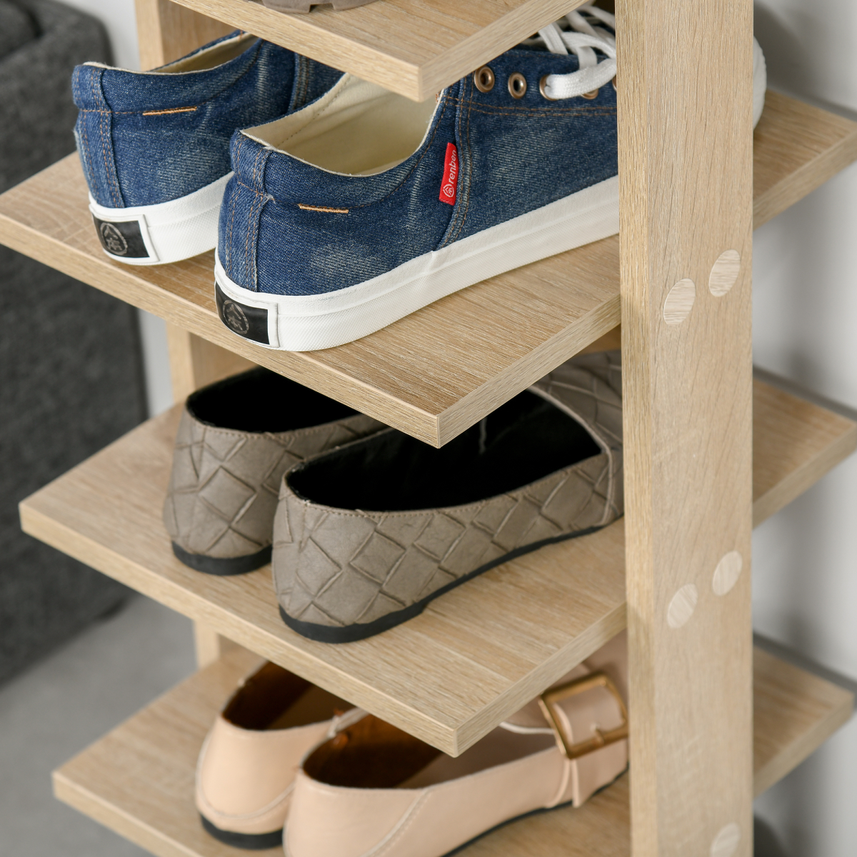 7 Tier Shoe Rack Organizer Storage Shelf Wooden Display Cabinet Oak
