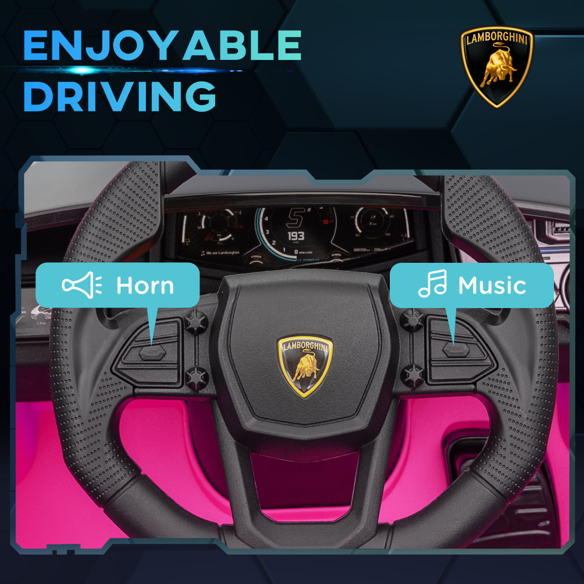 AIYAPLAY Lamborghini Revuelto Licensed Ride On Car, with Suspension, Pink