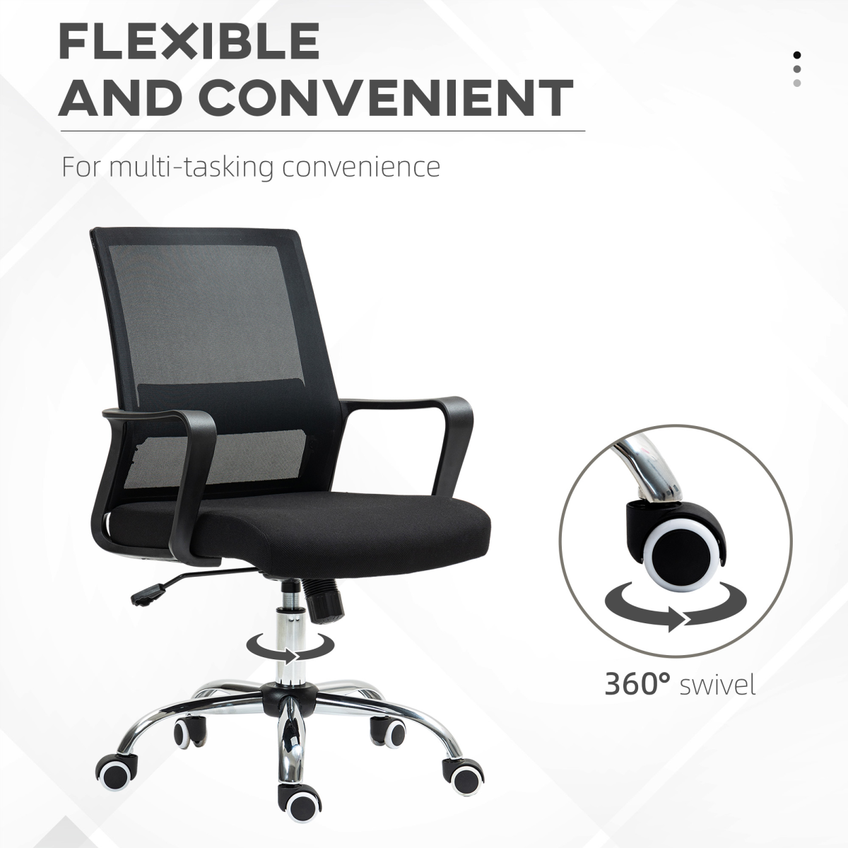 Vinsetto Mesh Office Chair Desk Chair w/ Swivel Seat Adjustable Height Black