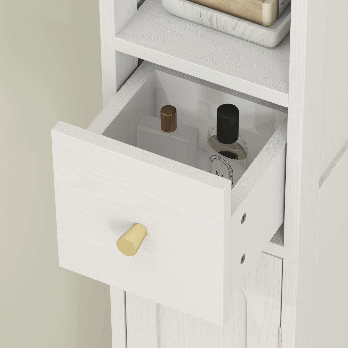 HOMCOM 20cm Slim Bathroom Storage Cabinet with Adjustable Shelves White