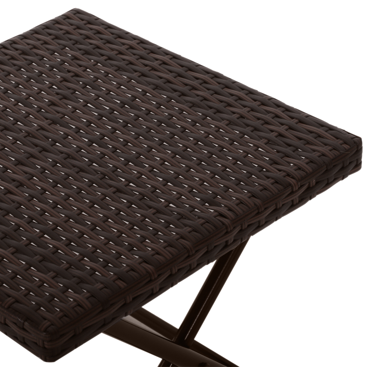 Folding Square Rattan Coffee Table Bistro Balcony Garden Steel Outdoor