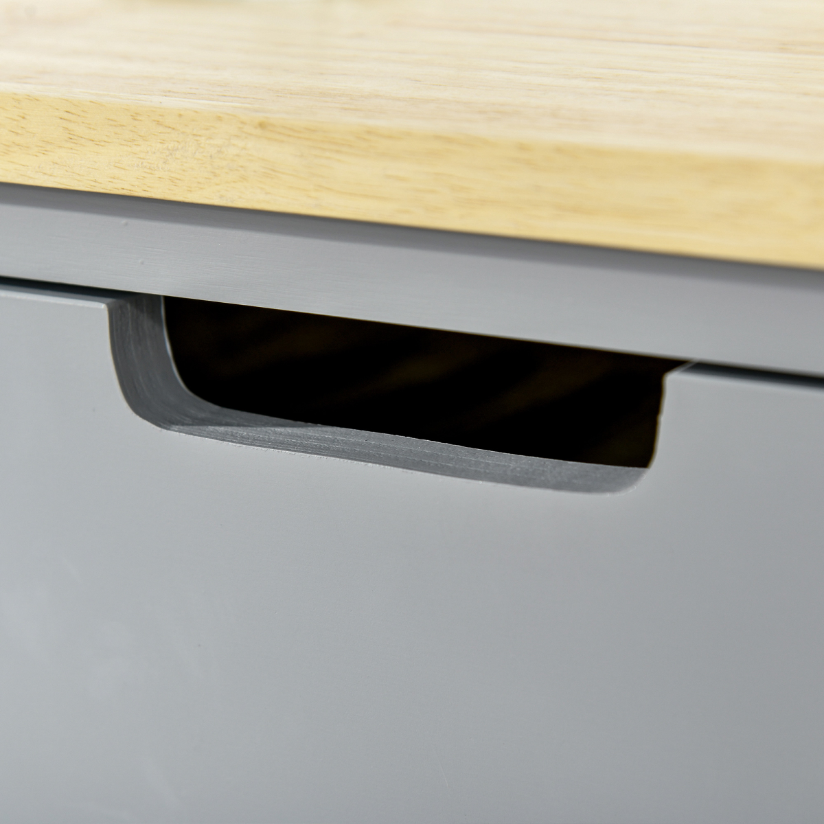Kitchen Trolley Utility Cart on Wheels with Rubberwood Worktop Towel Rack
