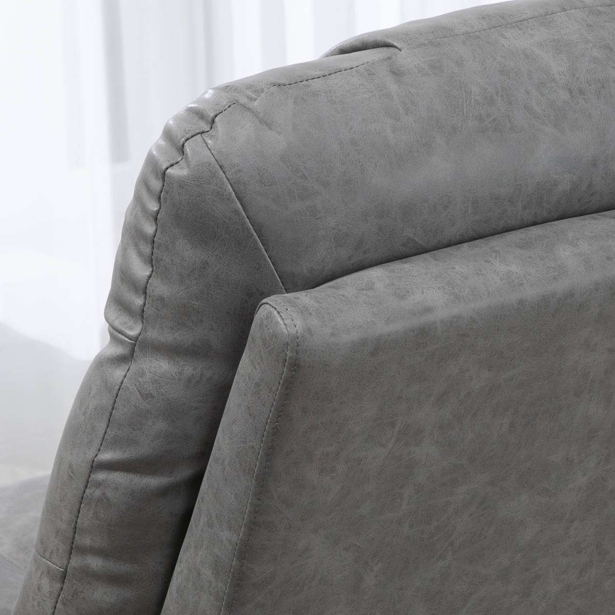 PU Leather Manual Recliner Chair Recliner Armchair Grey 360 Degreee swivel
