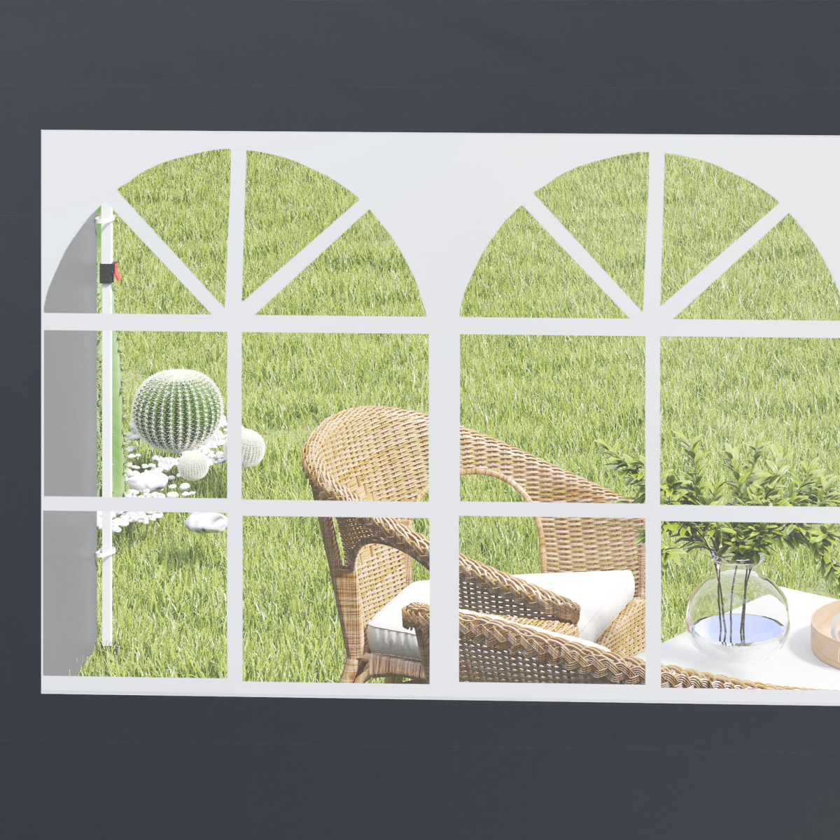 Outsunny Gazebo Replacement Exchangeable Wall Panels w/  Window, Dark Grey