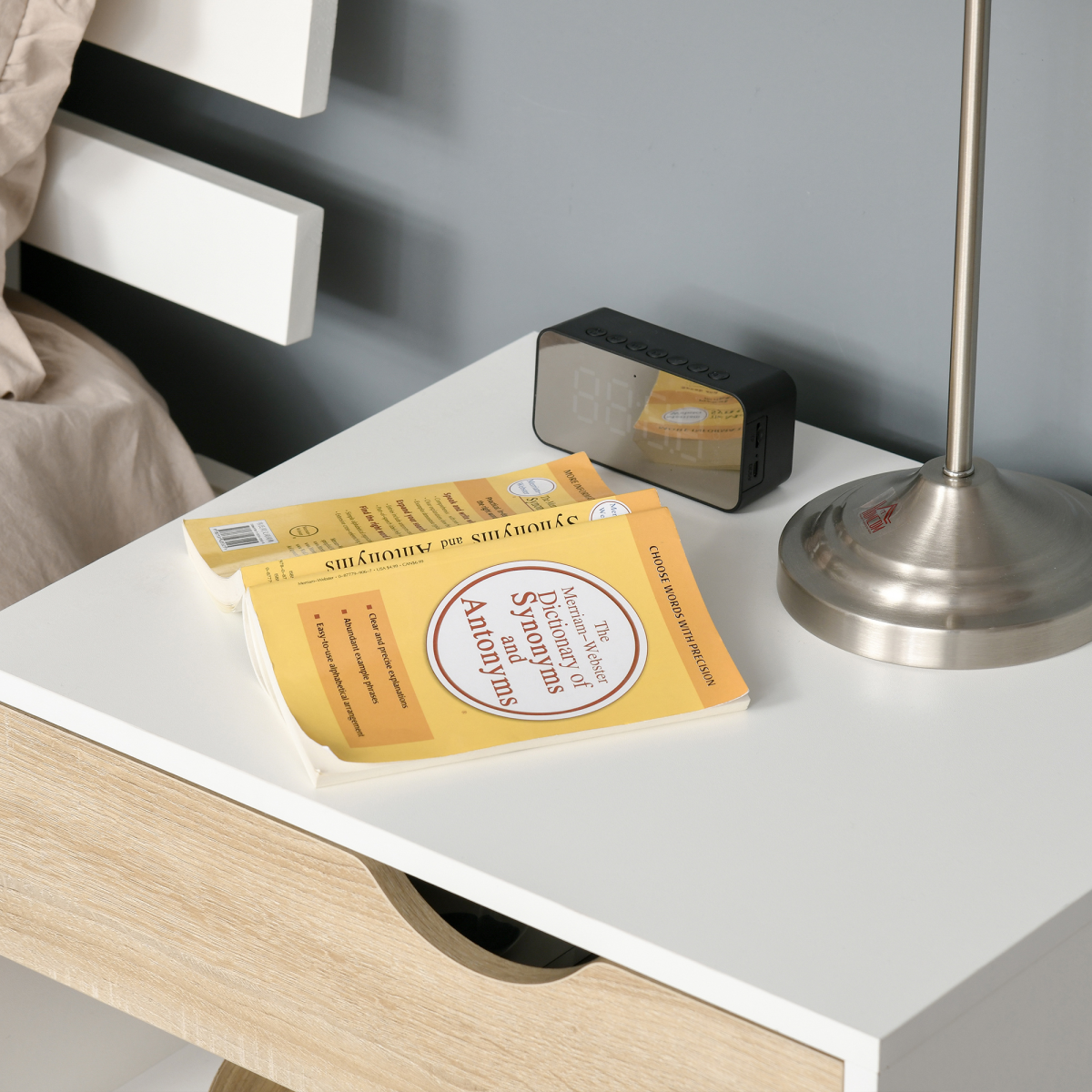 Bedside Table with Drawer and Shelf, Modern Nightstand, End Table