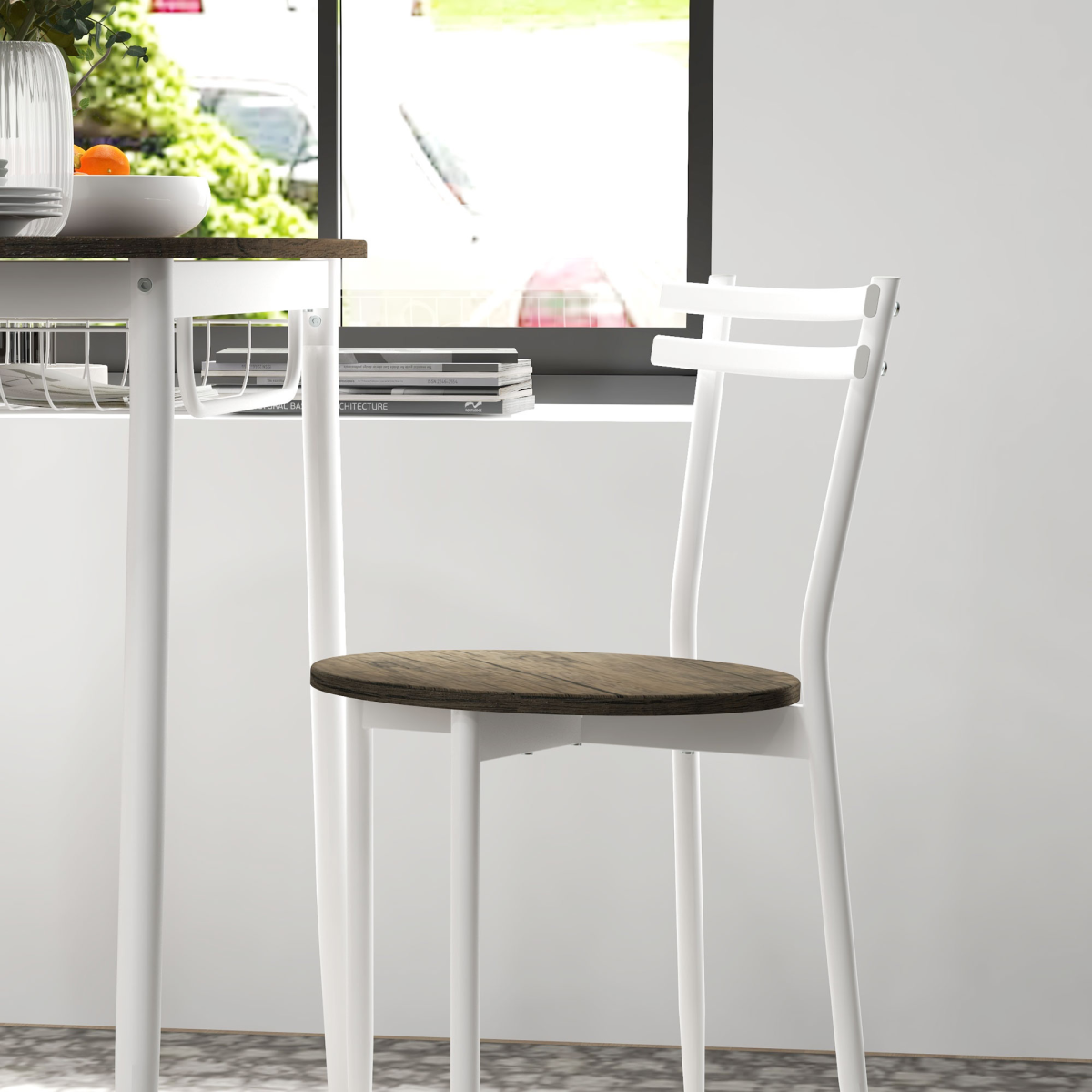 3pc Dining Table and Chairs Set, Oval Kitchen Table with 2 Chairs, Natural