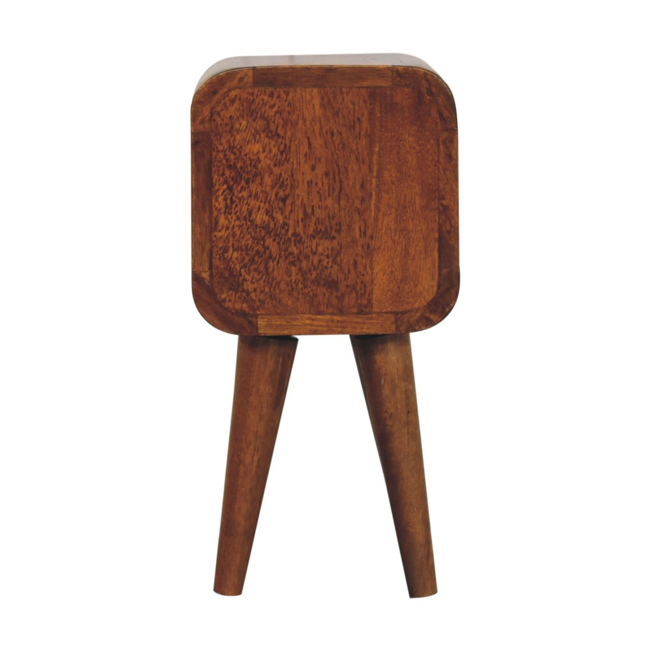 Artisan Furniture Solid Wood Extra Mini Curved Chestnut Bedside, Dark Brown, 2 Drawers