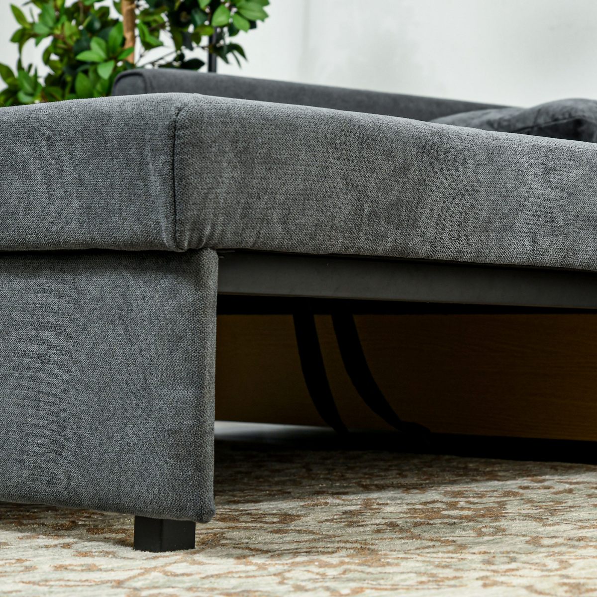HOMCOM 2 Seater Sofa Bed Convertible Bed Settee with 2 Cushions Storage