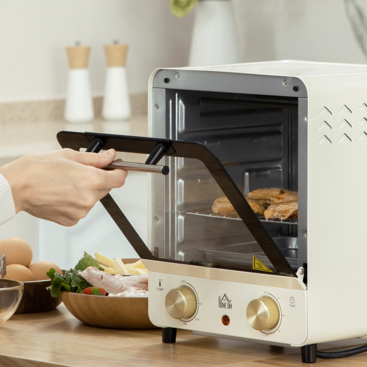 HOMCOM Convection Mini Oven Toaster Oven with Baking Tray Wire Rack Crumb Tray