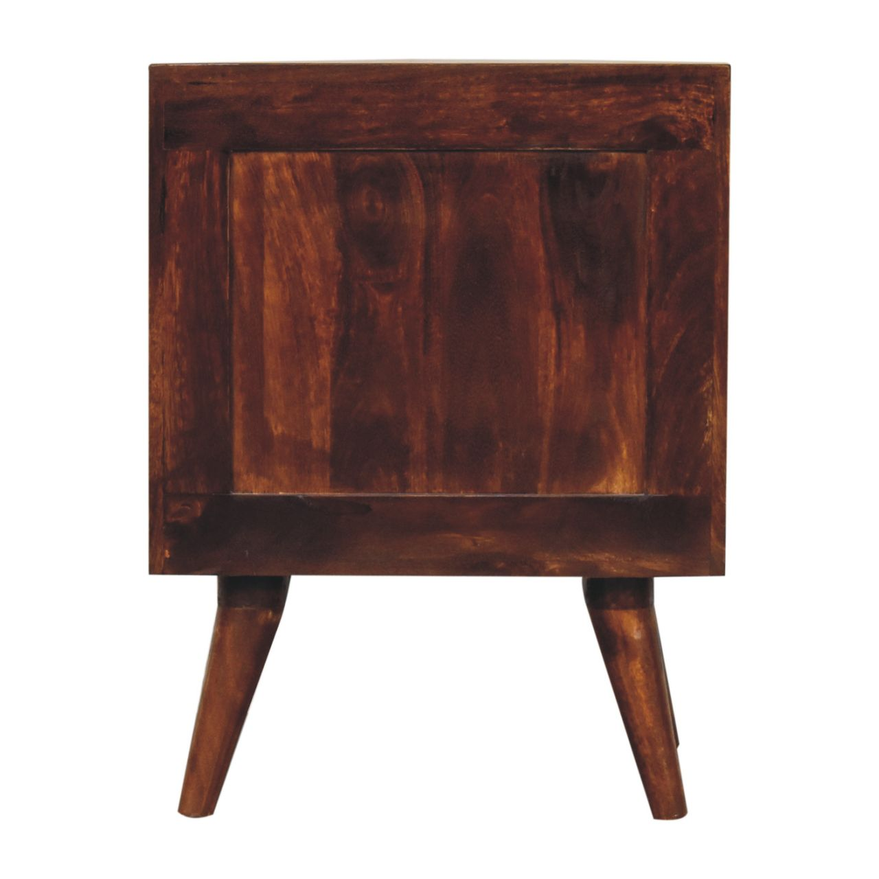 Artisan Furniture Solid Wood T-bar Raised Back Bedside, 1 Drawer, 1 Open Slot, Dark Brown
